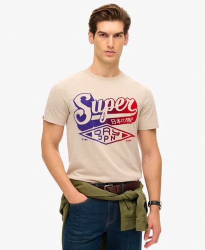 Men's Flocked Fade Graphic T Shirt Beige / Lavin Beige Marl - Size: S - Superdry - Modalova