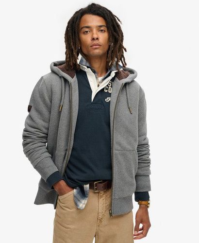 Men's Borg Lined Zip Hoodie Grey / Charcoal Grey Marl - Size: L - Superdry - Modalova