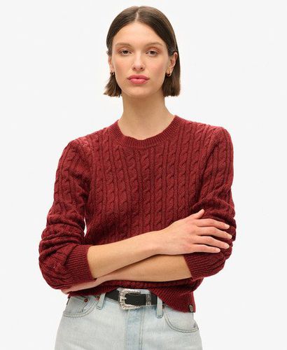 Women's Fitted Cable Crew Neck Jumper Red / Claret Red - Size: 6 - Superdry - Modalova