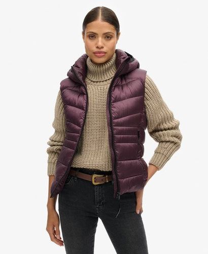 Women's Hooded Fuji Quilt Padded Gilet Purple / Smoky Aubergine Purple - Size: 10 - Superdry - Modalova