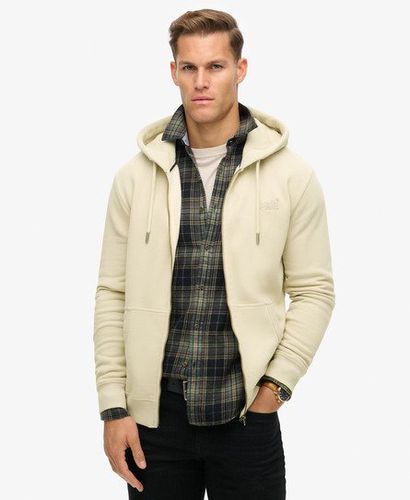 Men's Essential Logo Zip Hoodie Beige / Light Stone Beige - Size: Xxl - Superdry - Modalova