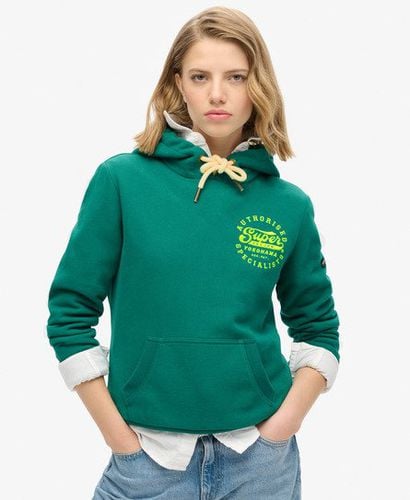 Women's Neon Embroidered Graphic Hoodie Green / Storm Green - Size: 10 - Superdry - Modalova