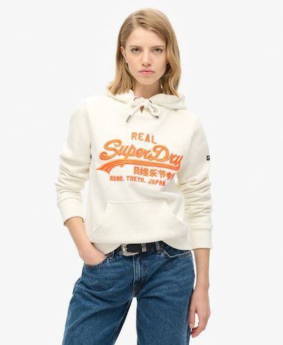 Women's Neon Vintage Logo Embroidered Graphic Hoodie White / Winter White - Size: 12 - Superdry - Modalova