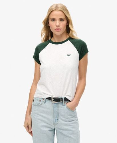 Women's Organic Cotton Essential Logo Raglan T-Shirt White / Enamel Green/Off White - Size: 12 - Superdry - Modalova