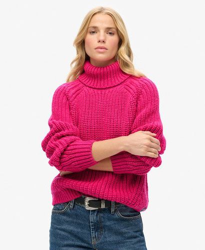 Women's Slouchy Stitch Roll Neck Knit Pink / Hyper Magenta Pink Marl - Size: 12 - Superdry - Modalova