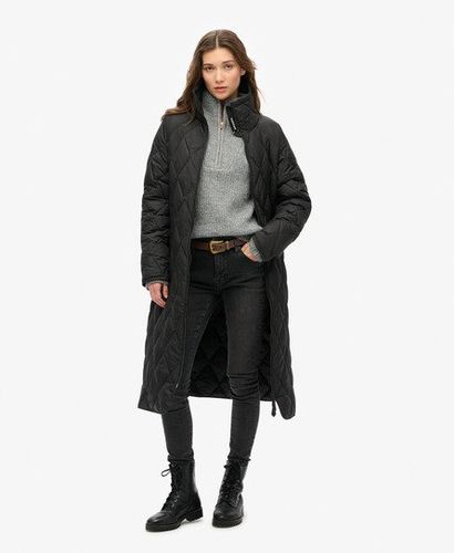 Women's Classic Quilted Superlong Liner Coat, Black, Size: 12 - Superdry - Modalova