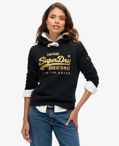 Women's Embellished Vintage Logo Graphic Hoodie Black / Jet Black - Size: 10 - Superdry - Modalova