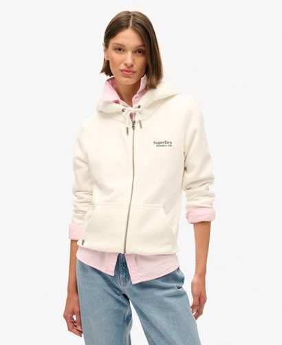 Women's Classic Logo Embroidered Essential Zip Hoodie, White, Size: 12 - Superdry - Modalova