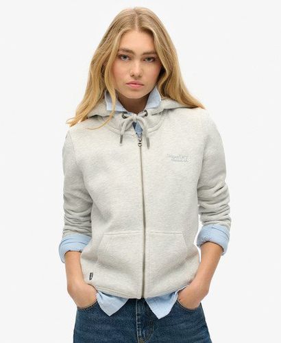 Ladies Classic Embroidered Logo Essential Zip Hoodie, Grey, Size: 10 - Superdry - Modalova