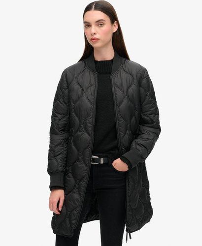 Ladies Lightweight Quilted Studios Long Liner Coat, Black, Size: 12 - Superdry - Modalova