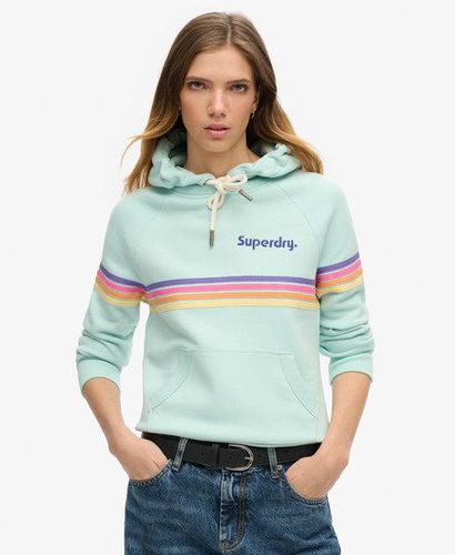 Women's Rainbow Stripe Logo Hoodie Green / Grey Green - Size: 8 - Superdry - Modalova