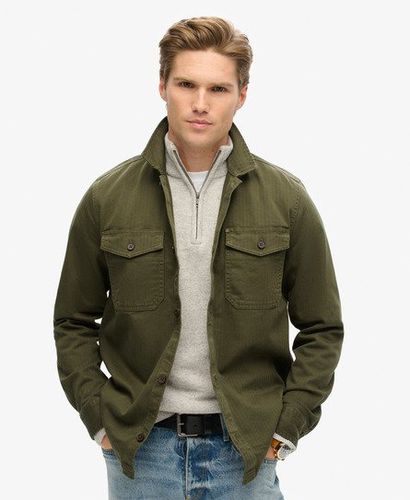 Men's The Merchant Store - Herringbone Overshirt Khaki / Olive Khaki - Size: XL - Superdry - Modalova