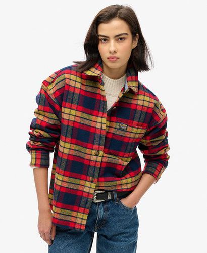 Women's Check Flannel Overshirt Red / Navy/Red Check - Size: 10 - Superdry - Modalova