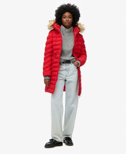 Women's Fuji Faux Fur Hood Mid Length Red - Size: 10 - Superdry - Modalova