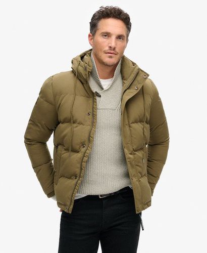 Men's Everest Short Hooded Puffer Jacket Green / Khaki - Size: L - Superdry - Modalova