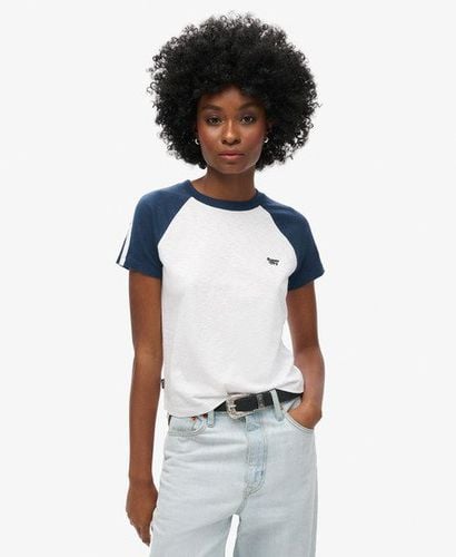 Women's Essential Logo Retro T-Shirt White / Optic/ Richest Navy - Size: 14 - Superdry - Modalova