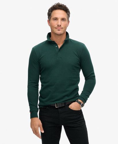 Men's Classic Long Sleeve Cotton Pique Polo Shirt, Green, Size: XXL - Superdry - Modalova