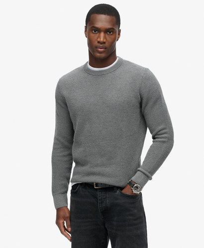 Men's Textured Crew Knitted Jumper Grey / Storm Grey Heather - Size: L - Superdry - Modalova