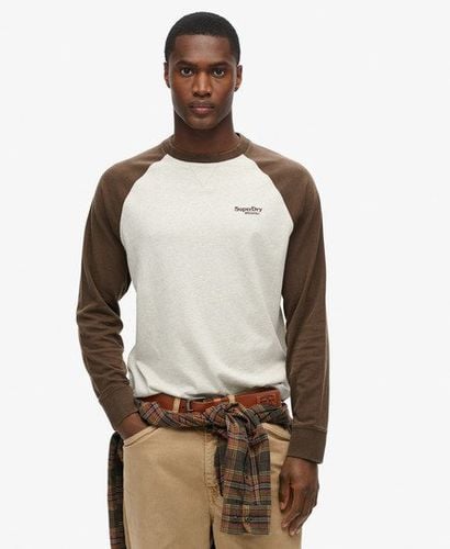 Men's Essential Logo Baseball Long Sleeve Top Brown / Lightning Grey Grindle/Bracken Brown - Size: XL - Superdry - Modalova