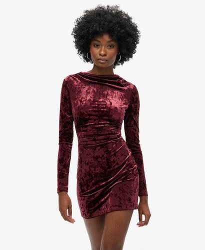 Women's Velvet Long Sleeve Mini Dress Pink / Maroon Crush - Size: 12 - Superdry - Modalova