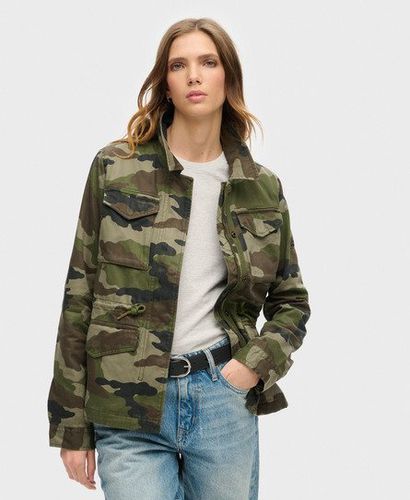 Women's Embroidered M65 Military Jacket Green / French Camo Green - Size: 16 - Superdry - Modalova