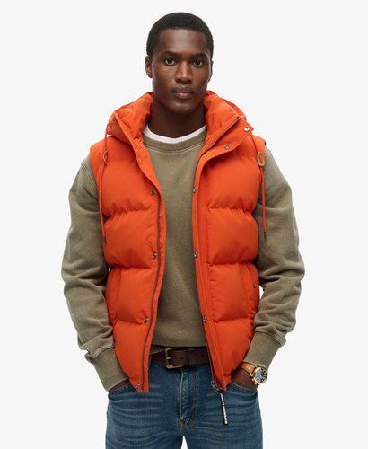 Men's Everest Hooded Puffer Gilet Orange / Pureed Pumpkin Orange - Size: S - Superdry - Modalova