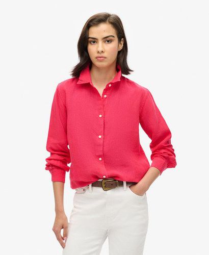 Women's Casual Linen Boyfriend Shirt Pink / Electric Pink - Size: 14 - Superdry - Modalova