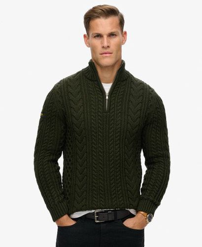 Men's Vintage Jacob Cable Knit Half Zip Jumper Green / Surplus Goods Olive - Size: XL - Superdry - Modalova