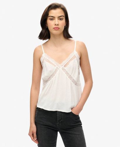 Women's Ibiza Sheer Lace Cami Top White / Off White - Size: 10 - Superdry - Modalova