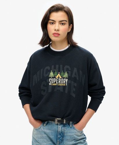 Women's Travel Souvenir Loose Crew Sweatshirt Navy / Eclipse Navy - Size: 10 - Superdry - Modalova