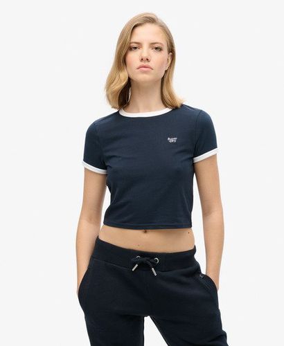 Women's Organic Cotton Ringer Crop T-shirt Navy / Eclipse Navy/optic White - Size: 12 - Superdry - Modalova