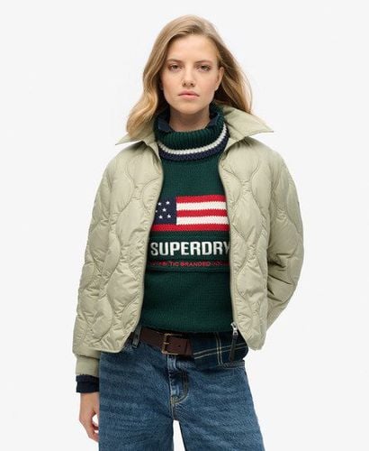 Ladies Lightweight Quilted Studios Cropped Liner Jacket, Green, Size: 16 - Superdry - Modalova