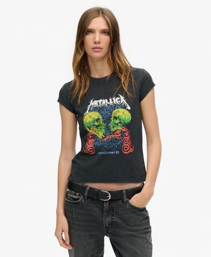 X Metallica Womens Classic Graphic Print Cap Sleeve Band T-Shirt, Black, Green and Blue, Size: 10 - Superdry - Modalova