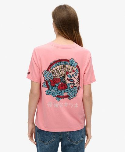 Women's Tokyo Rhinestone Relaxed T-Shirt Pink / Peach Blossom - Size: 12 - Superdry - Modalova