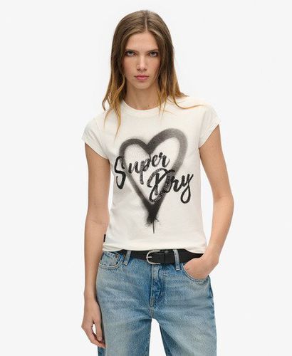 Women's Embellished Punk Cap Sleeve T-Shirt White / Winter White - Size: 10 - Superdry - Modalova