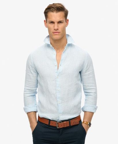 Men's Casual Linen Long Sleeve Shirt Light Blue / Seafoam Blue Stripe - Size: Xxxl - Superdry - Modalova