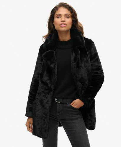 Women's Vintage Mid Faux Fur Coat Black - Size: 10 - Superdry - Modalova