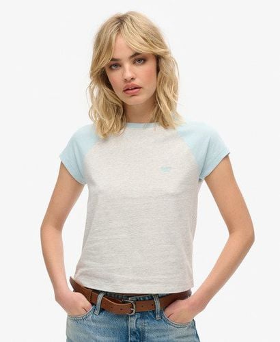 Women's Organic Cotton Essential Logo Raglan T-Shirt Light Blue / Winter Sky Blue/ Glacier Grey Marl - Size: 10 - Superdry - Modalova