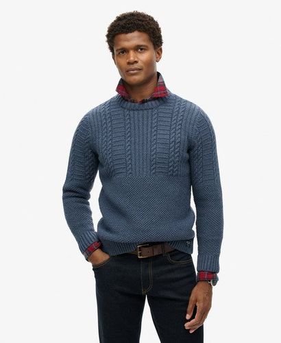 Men's Jacob Cable Knit Jumper Blue / Denim Blue - Size: L - Superdry - Modalova