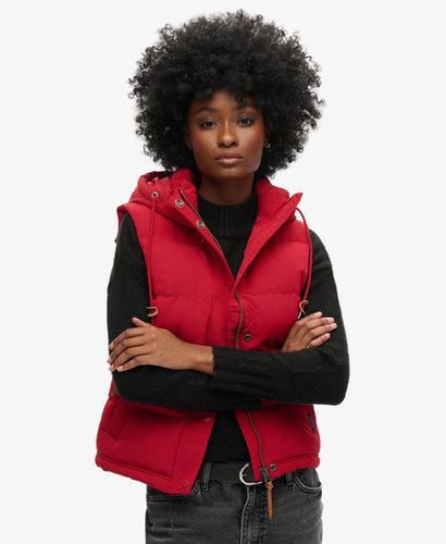 Women's Everest Hooded Puffer Gilet Red - Size: 16 - Superdry - Modalova