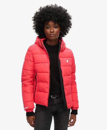 Ladies Embroidered Hooded Spirit Sports Puffer Jacket, Pink, Size: 8 - Superdry - Modalova