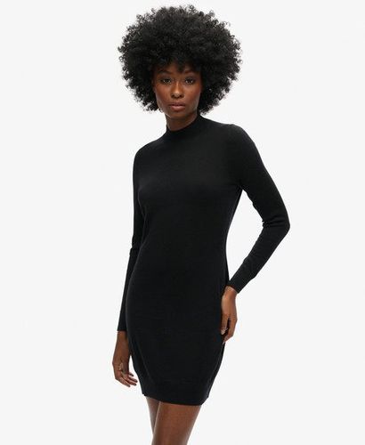 Women's Merino Long Sleeve Knit Dress Black - Size: 10 - Superdry - Modalova