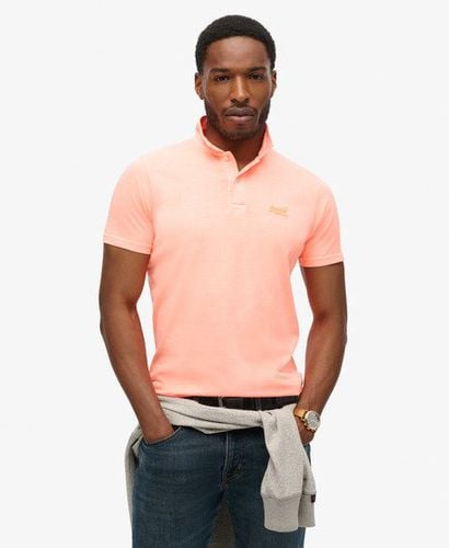 Men's Embroidered Essential Logo Neon Jersey Polo Shirt, Orange, Size: XL - Superdry - Modalova