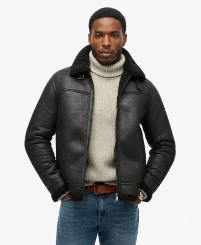 Men's Faux Shearling Aviator Jacket Black - Size: Xxl - Superdry - Modalova