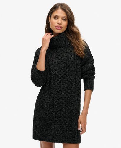 Women's Roll Neck Cable Jumper Dress Black / Black Twist - Size: 12 - Superdry - Modalova