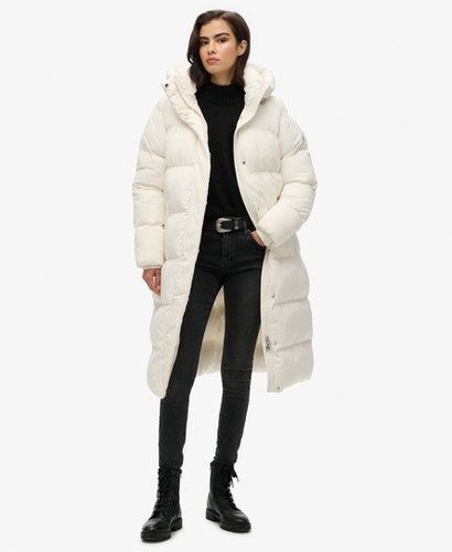 Women's Longline Hooded Puffer Coat White / Star White - Size: 14 - Superdry - Modalova