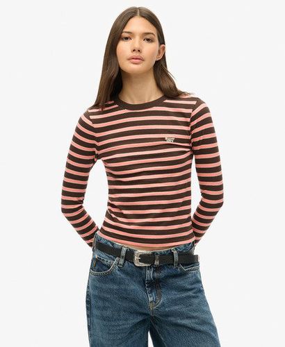 Women's Stripe Long Sleeve Top Brown / Dark Chocolate Brown Stripe - Size: 10 - Superdry - Modalova