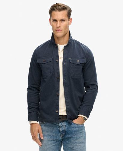 Men's Mens Classic Herringbone Merchant Store - Overshirt, Navy Blue, Size: L - Superdry - Modalova