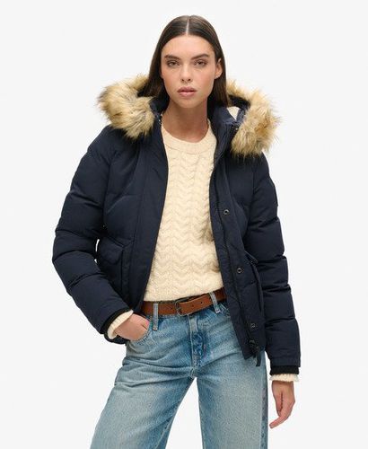 Women's Everest Hooded Puffer Bomber Jacket Navy / Nordic Chrome Navy - Size: 16 - Superdry - Modalova