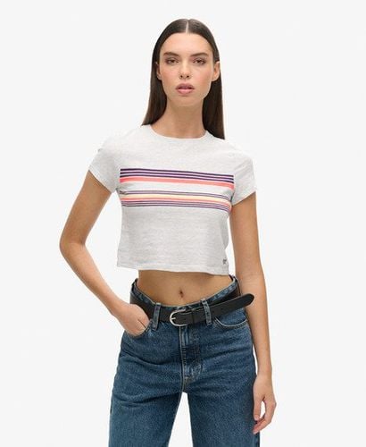 Women's Vintage Stripe Crop T-Shirt Grey / Cali Purple/Grey Stripe - Size: 12 - Superdry - Modalova